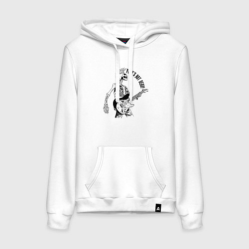 Женская толстовка-худи Skeleton guitarist - punks not dead motto / Белый – фото 1