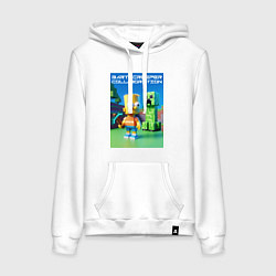 Толстовка-худи хлопковая женская Bart and Creeper - collaboration ai art, цвет: белый
