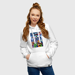 Толстовка-худи хлопковая женская Mass effect and Minecraft - ai art collaboration, цвет: белый — фото 2