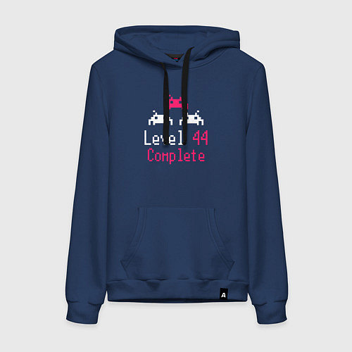 Женская толстовка-худи Уровень 44 пройден / Тёмно-синий – фото 1