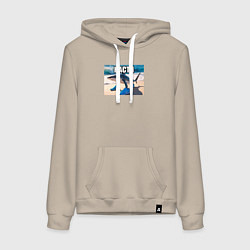 Толстовка-худи хлопковая женская Тралалеро Тралала Настя, цвет: миндальный