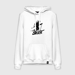 Толстовка-худи хлопковая женская Огненный Skier, цвет: белый