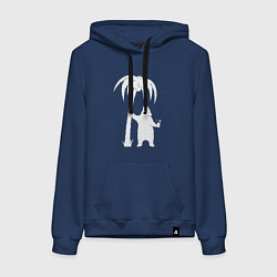 Толстовка-худи хлопковая женская Мишка возле пальмы, цвет: тёмно-синий