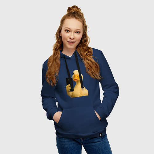 Женская толстовка-худи Утка делает селфи / Тёмно-синий – фото 3