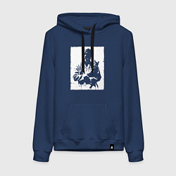 Толстовка-худи хлопковая женская Ветеринар с котом, цвет: тёмно-синий