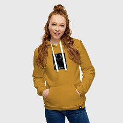 Толстовка-худи хлопковая женская Окак мем, цвет: горчичный — фото 2