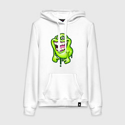 Толстовка-худи хлопковая женская Ghostbusters - Slimer, цвет: белый