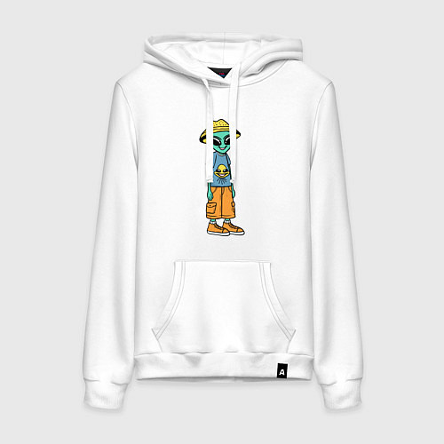 Женская толстовка-худи Инопланетянин в шляпе / Белый – фото 1