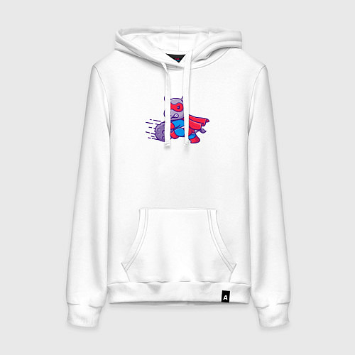 Женская толстовка-худи Супергерой носорог / Белый – фото 1