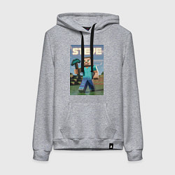 Толстовка-худи хлопковая женская Стив Майнкрафт, цвет: меланж