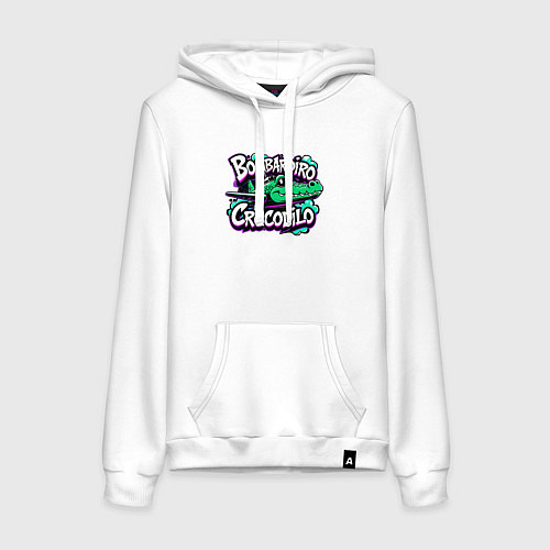 Женская толстовка-худи Бомбардиро крокодило в стиле граффити / Белый – фото 1