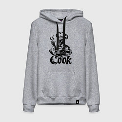 Толстовка-худи хлопковая женская Повар готовит блюдо, цвет: меланж