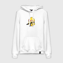 Толстовка-худи хлопковая женская Цыпленок и автомат, цвет: белый