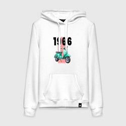 Толстовка-худи хлопковая женская Скутер Веспа, цвет: белый