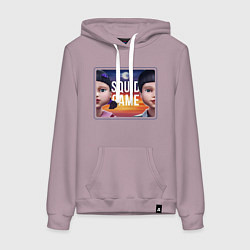 Толстовка-худи хлопковая женская Игра в кальмара 3 сезон, цвет: сиреневый