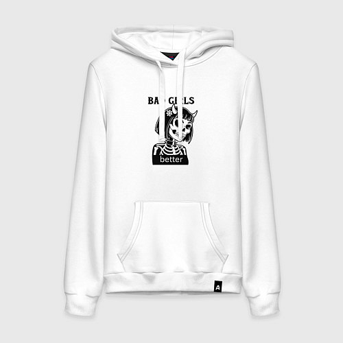 Женская толстовка-худи Девочка скелет / Белый – фото 1