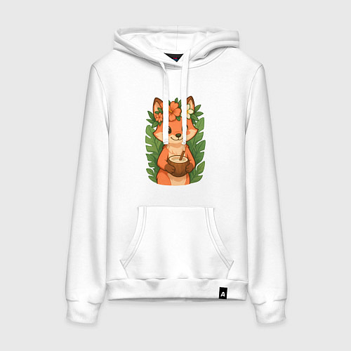 Женская толстовка-худи Тропическая лисичка / Белый – фото 1