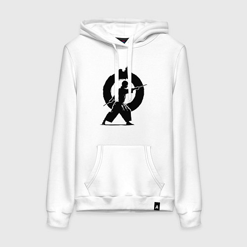 Женская толстовка-худи Боец айкидо в круге / Белый – фото 1