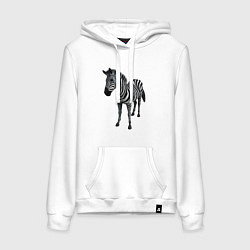 Толстовка-худи хлопковая женская Магия зебры, цвет: белый