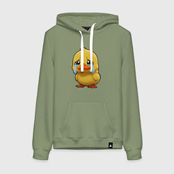 Толстовка-худи хлопковая женская Маленькая грустная уточка, цвет: авокадо
