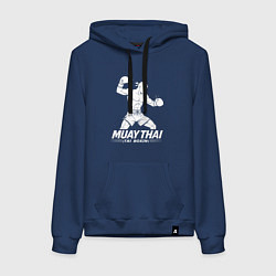 Толстовка-худи хлопковая женская Муай Тай аниме, цвет: тёмно-синий