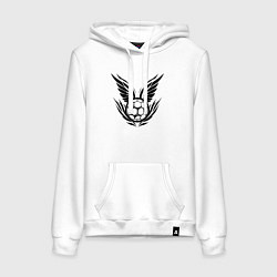 Толстовка-худи хлопковая женская Крылатый мяч гандбол, цвет: белый