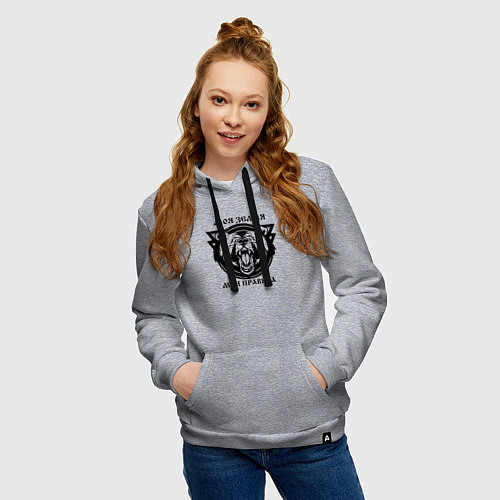 Женская толстовка-худи Моя земля мои правила - медведь славянин / Меланж – фото 3