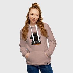 Толстовка-худи хлопковая женская ВМФ стреляющий медведь, цвет: пыльно-розовый — фото 2