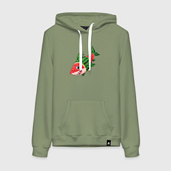 Толстовка-худи хлопковая женская Арбузная акула, цвет: авокадо