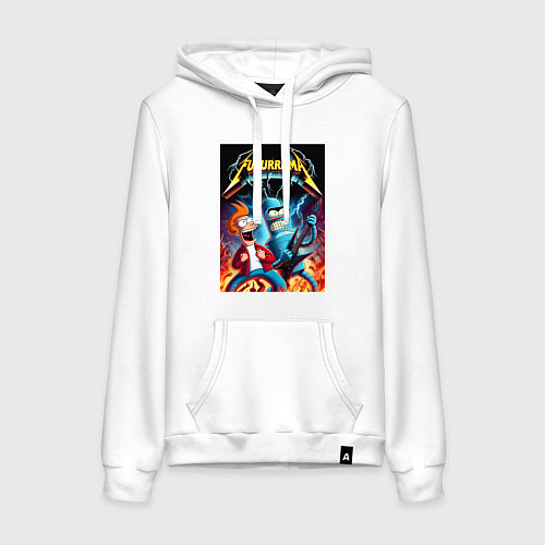 Женская толстовка-худи Вокались Фрай и гитарист Бендер - рок группа Футур / Белый – фото 1