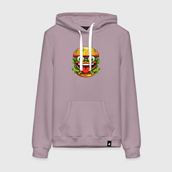 Толстовка-худи хлопковая женская Весёлый гамбургер, цвет: сиреневый