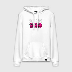Толстовка-худи хлопковая женская Among us squid game, цвет: белый