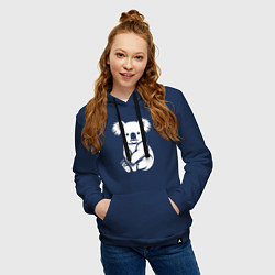 Толстовка-худи хлопковая женская Коала в стиле минимализм, цвет: тёмно-синий — фото 2