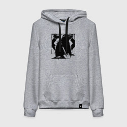 Толстовка-худи хлопковая женская Крот с ножом, цвет: меланж