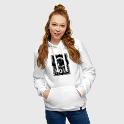 Толстовка-худи хлопковая женская Крот в рамке, цвет: белый — фото 2