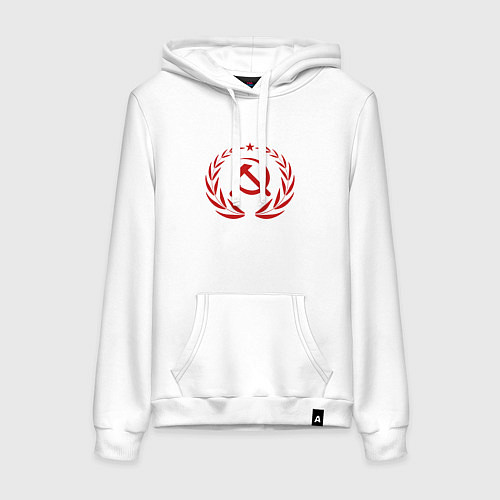 Женская толстовка-худи Герб СССР серп и молот / Белый – фото 1