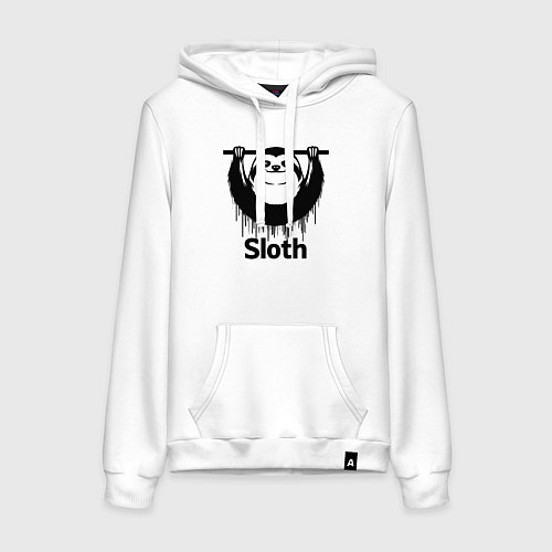 Женская толстовка-худи Ленивец на турнике / Белый – фото 1