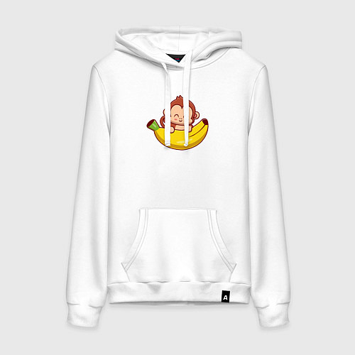 Женская толстовка-худи Милая мартышка с бананом / Белый – фото 1