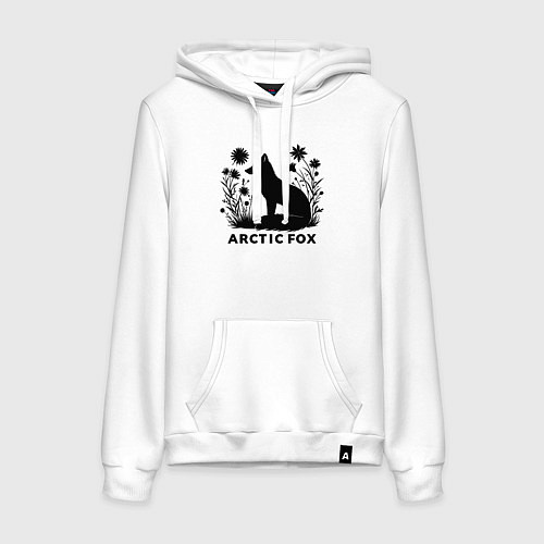 Женская толстовка-худи Арктический лис среди цветов / Белый – фото 1