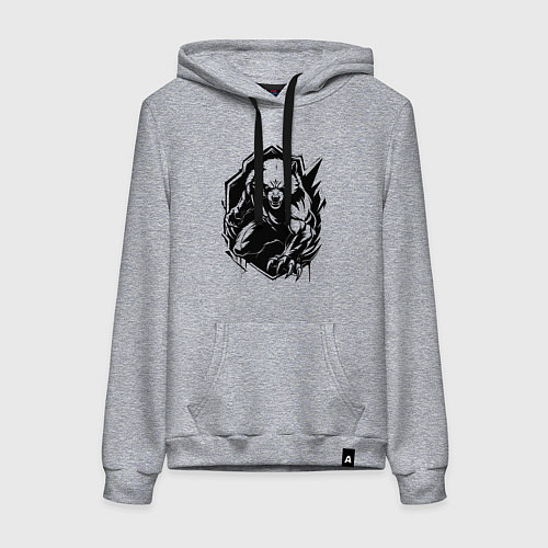 Женская толстовка-худи Росомаха сила и ярость / Меланж – фото 1