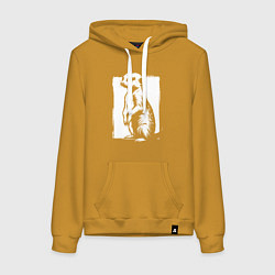Толстовка-худи хлопковая женская Сурикат в рамке, цвет: горчичный