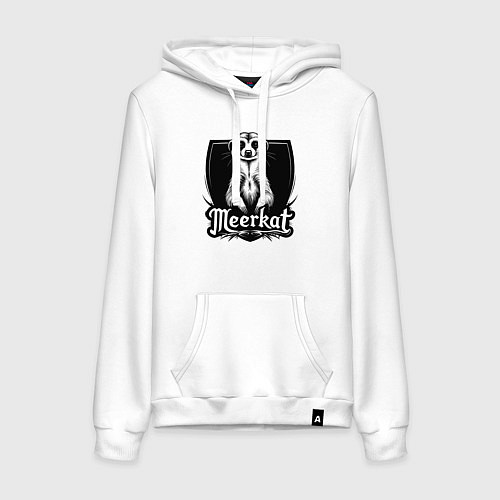 Женская толстовка-худи Сурикат на щите / Белый – фото 1