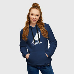 Толстовка-худи хлопковая женская Воробей белый логотип, цвет: тёмно-синий — фото 2