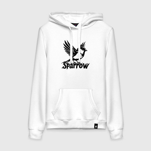 Женская толстовка-худи Летящий воробей / Белый – фото 1