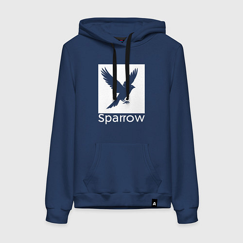 Женская толстовка-худи Летящий воробей / Тёмно-синий – фото 1