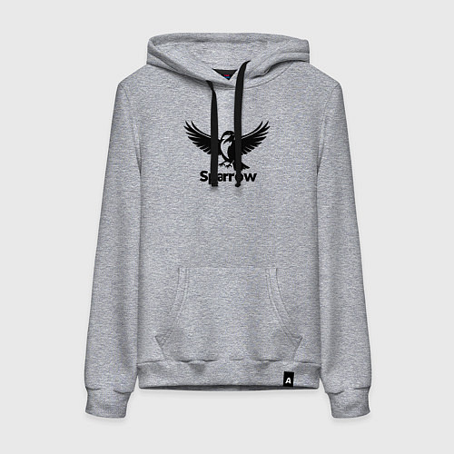 Женская толстовка-худи Летящий черный воробей / Меланж – фото 1