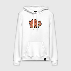 Толстовка-худи хлопковая женская Мишутка, цвет: белый