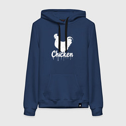 Толстовка-худи хлопковая женская Курица в стиле белое граффити, цвет: тёмно-синий