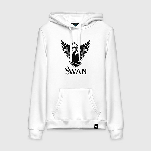 Женская толстовка-худи Лебедь с черными брызгами / Белый – фото 1