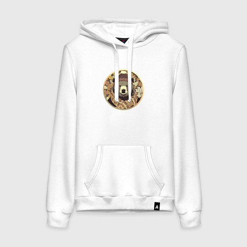 Женская толстовка-худи Осенний медведь в шарфе / Белый – фото 1